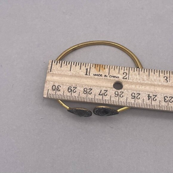 Gold Plated Teardrop Rhinestone Cuff Hinged Bracelet - Picture 4 of 5